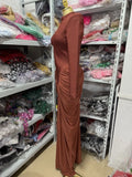 Fashionable And Sexy Round-Neck Long-Sleeved Pleated Long Dress, Waist-Cinching And Slimming, For Dinner Parties
