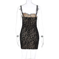 Jacquard Double Deck Dress Party Women Y2K Sexy Lace Spaghetti Strap Body-Shaping Nighclub Summer Trend Mini Bodycon