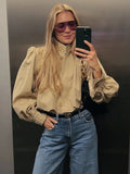 Fashion Shoulder Padded Short Windbreaker Women Solid Full Sleeve Turn-down Collar Single Breasted Coat Lady Autumn Chic Coats