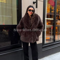 Winter Hot Brown Belted Faux Fur Coat Women Thick Warm Long Fox Fur Jacket Chic Brand Fashion Girls Furry Overcoat