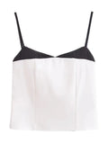 Hit Color Slimming Tube Top for Women Square Collar Sleeveless Spliced Lace Edge Backless Temperament Vests Female