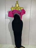 Newest Shining Diamonds Off Shoulder Bodycon Long Bandage Dresses Elegant Celebrity Evening Party Sexy Nightclub Cocktail Dress