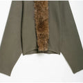 Women Olive Green Fur Collar Oversized Long Sleeve Fuzzy Trim Open Front Knit Cardigan Sweater Fall 2026 Casual Trendy New Wears