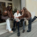 Winter 2026 Trendy Brown Obsession Cropped Shawl Collar Faux Fur Coat Women Jacket Chic Girls Brand Fox Fur Outerwear
