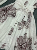 Casual V Neck Floral Embroidery Puff Long Sleeves Mini Dress for Women Lace Trim Button Front Dresses for Summer Vacation
