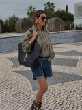 Green Ruched Puffer Jackets for Women Puffy Oversized Jacket for Woman Coats Demi-season Jacket for Women New in Outerwears 2026