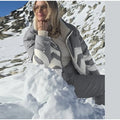 Women Color Block Spliced Ski Set Fleece Lined Stand Collar Zip Jacket Multi‑Pocket Wide Leg Trousers 2026 Winter Fashion Outfit