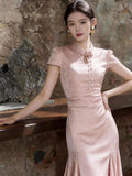 Olive Girl Romantic Qipao for Garden Wedding 2026 Fairycore Photoshoot Everyday Wear S-XXL XS-3XL Plus Size Romantic Garden Party Editorial Not Costume Qipao Cheongsam Chinese Dress Chinese Heritage Fashion Women