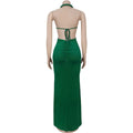 New Women's Hemp Rope Maxi Dress Sexy Criss Cross Cut-Out Halter Neck Backless High Slit Party Dresses Birthday Outfits