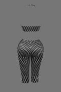 Polka Dot Print Women 2 Piece Set Halter Tank Tops+Bike Shorts Stretch Matching Streetwear Vacation Stretch Outfits