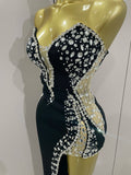 Sexy Strapless Shinning Rhinestones Bodycon Bandage Long Dress Women Fashion Celebrate Evening Party Vestido