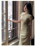 Chinese Style Dress Qipao Traditional Clothing Retro Young Improved Short Sleeve Cheongsam Dress Slim for Women Clothes Wedding