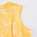 New Embroidery Elegant Yellow Midi Dresses For Women O Neck Sleeveless High Waist Temperament Female Fashion Style Dress