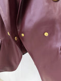 New 2026 Designer PU leather Jacket Women's Slim Fitting Double Breasted Lion Buttons Denim Blazer