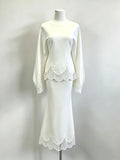 White Temperament Dress Two-Piece Set 2026 Autumn New Women'S Cape Top Long Skirt Lace Set Suit