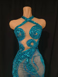 High-Slit Sparkly Sequins Diamonds Dress Birthday Dress Women Sexy Performance Costume Singer Stage Nightclub Outfit