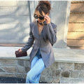 V Neck Fitted Waist Large Lapel Women Blazer Button Front Tailored Blazer With Detachable Neck Scarf Long Sleeve Casual Jackets