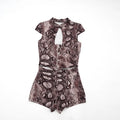 Snake Print Romper Hollow Out Jumpsuit Woman Playsuit Birthday One Piece Corset Combinaison Short Femme Night Club Outfits