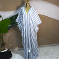 2026 Fall Holiday Half Batwing Sleeve Striped Print Loose Long Dress Street Women Party Vestidos Maxi Dresses Vestidos
