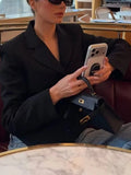 Black Loose Spliced Buttons Chic Jackets for Women Lapel Long Sleeve Commute Basics Jacket Female Summer Fashion