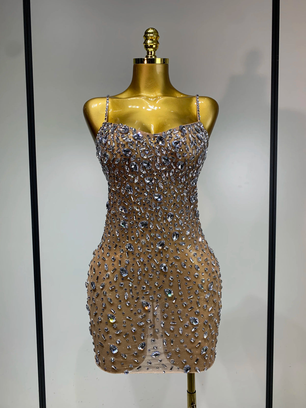 Women Sexy Sleeveless Rhinestone Sheer Mini Bodycon Dress Evening Party Luxury Birthday Bar Nightclub Stage Performance Clothing