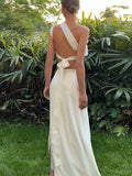 Sequin Flowers 2Piece Set Women Sexy Beach Vacation y2k Chic Skew Collar Tank Tops+Bandage Maxi Split Skirts Clubwear