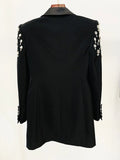 Black Slim Women Long Suit Blazer For Wedding Luxury Crystal Diamond Vestidos Formal Office Lady Custom Made Prom Party Gown