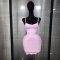 Pink Orange Women Sexy Strap O-Neck Bodycon Mini Bandage Dress Birthday Party Girls'Vacation Cocktail Outfit Wholesale