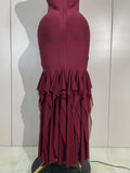 Women Evening Party Prom Gown Birthday Club Dress Sexy Backless Halter Neck Sleeveless Ruffles Pacthwork Bodycon Bandage Dress
