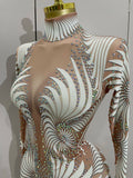 Costume Sparkly Diamond Women Sexy Mesh Jumpsuit Nightclub Bar Party Show Gogo Dancer Clothing Drag Queen Outfit