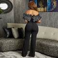 Woman Jumpsuits Elegant 3D Rose Flower One Piece Women Club Overalls Celebrities Outfits Party Sexy Clubwear