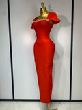 Celebrity Elegant Bandage Long Party Dress 2025 Women Sexy Square Collar Stretch Evening Prom Gown Club Luxury Birthday Dresses