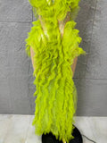 Luxurious Vibrant Ruffled Sheer Crystal-Embellished Pattern Gown Sexy Performance Costume Nightclub Glamorous Formal Event Gown