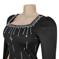 iDress Real Photo Fairytale Square Collar Celebrity Rhinestones Saudi Arabian Bespoke Occasion Dresses Long Sleeve Party Dresses