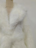 Solid Fashionable Fuax Fur Jacket for Women Lapel Long Sleeves Slim Spliced Lace Up Coat Female Winter Clothing New
