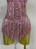 2026 New Sexy Nightclub Bar DJ Performance Dancer Stage Costume Sparkly Rhinestones Feathers Tassels Mesh See Through Bodysuits