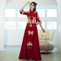 Summer Plus Size Red Toast Dress Bride Cheongsam Dress Chinese Style Wedding Engagement Toast Qipao Dress for Women