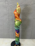 Sophisticated Rainbow Floral Mesh Halter Maxi Dress Rhinestones Bodycon Evening Gala Prom Special Occasions Costume