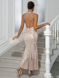 Real Photo Women Sequin Wedding Dresses Backless Bodycon Maxi long Dress Sexy Summer Luxury Club Evening Party Prom Dresses