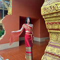 Women's Thailand Traditional Clothing Two Set Thai Dress National Costume Dai Dress Minority Retro Costume Dance Photography