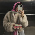 Chic Brand Icon Fashion Kendall Jenner Brown Gradient Faux Fur Jacket Women Winter New Luxury Cropped Fox Fur Coat