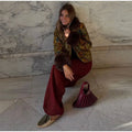 Women Retro Floral Print Tweed Jacket Fur Collar Cuff Patchwork Single Breasted Short Coat 2026 Fashion Autumn Casaul Outerwear