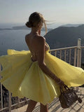 2026 New Sexy Deep V-Neck Spaghetti Strap Pleated Puffy Dress For Women Female Lace Up Backless Solid Short Dress