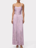 Fashion Sweetheart Spaghetti Strap Maxi Dress for Women Solid Fringe Floor Length Bodycon Back Zipper for Evening Party Club