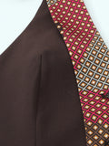 Dark Brown Halter Top with Patterned Tie Detail Female Retro Chic Sleeveless Slimming Vest for Luxury Afternoon Tea