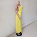 Fashion Backless Ruched Long Dress For Women Halter Lace Up Sexy Ruffle Dress Loose Female 2025 Summer New Vacation Dress