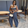 Street Women Set Striped Strapless Bow Crop Top and Long Pants 2026 Spring Party Vacation Sexy Two 2 Piece Set Outfits