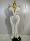Women Sexy Sparkly Diamonds Tassel Mesh Transparent Long Dress Evening Prom Celebrate Birthday Party Dress Photoshoot Stage Wear