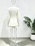 Black Shoulder Pad Two Piece Suit Chic Stand Collar Long Sleeve Hollow Slim Outfit 2026 Summer Office Dating Party Formal Suits