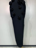 Newest Women Sexy Strapless Backless Red Flower Midi Bandage Dress Celebirty Elegant Evening Club Party Birthday Dresses